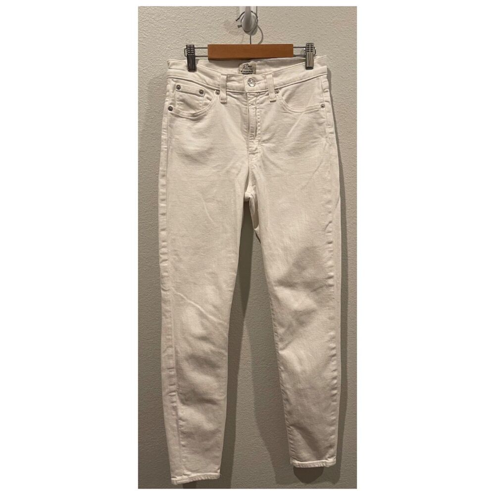 J.CREW 9" High Rise Toothpick White Jeans